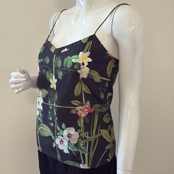 Ted Baker Black Tropical Floral Camisole Tank Top w Spaghetti Straps - Picture 3 of 8